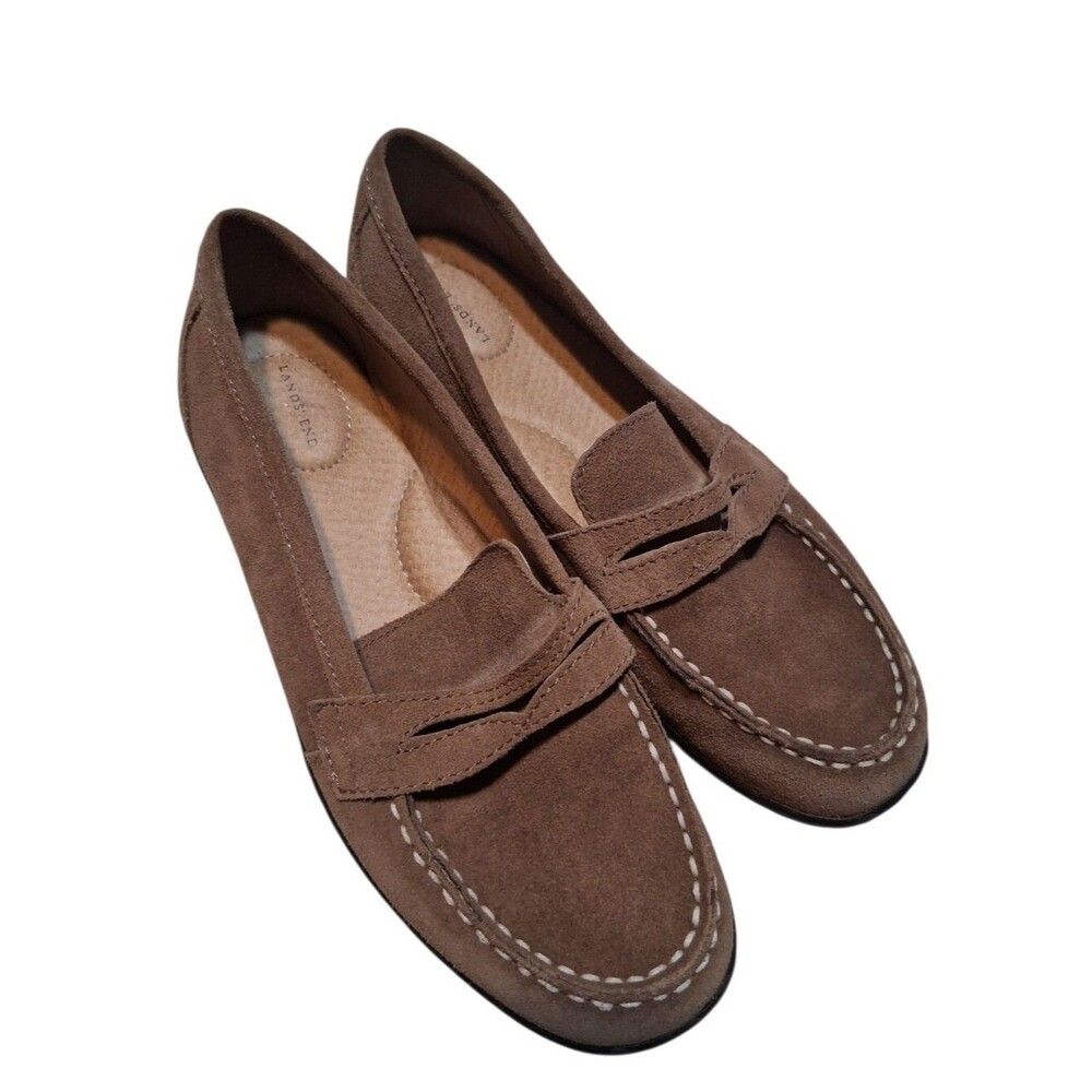 Lands' End Light Brown Suede Penny Loafers Women's Size 7D